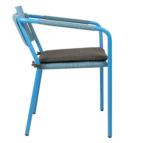 Outdoor Sessel "Kiwi" aus Aluminium und Seilgeflecht in blau 61x80x46x65cm cm stapelbar