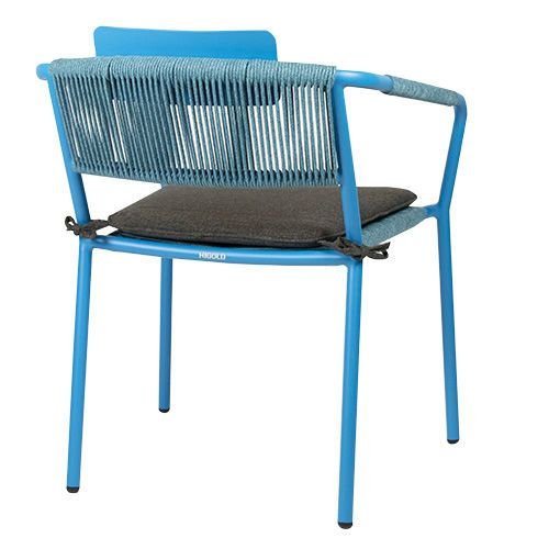 Outdoor Sessel "Kiwi" aus Aluminium und Seilgeflecht in blau 61x80x46x65cm cm stapelbar