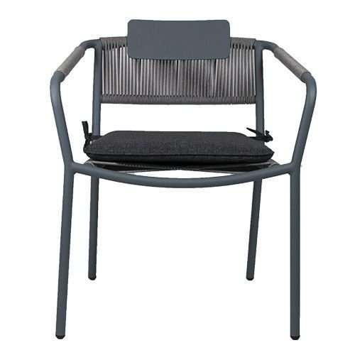 Outdoor armchair "Kiwi" made of aluminum and wire mesh in grey 61x80x46x65cm, stackable