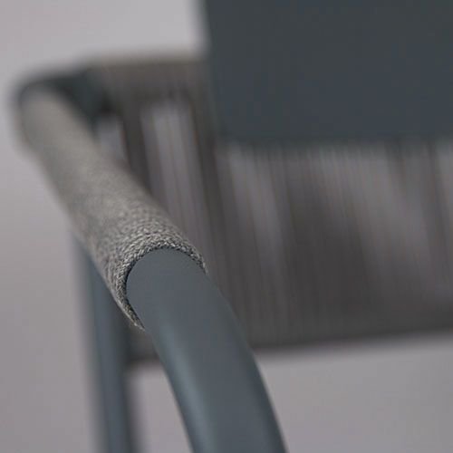 Outdoor armchair "Kiwi" made of aluminum and wire mesh in grey 61x80x46x65cm, stackable