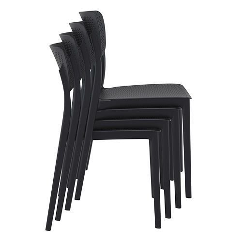 Outdoor Stuhl "Lucy" aus Polypropylen in schwarz 53x82x45x45 cm