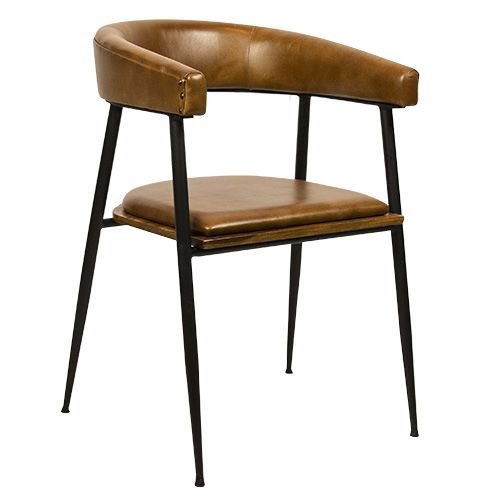 "Rosslyn" Stuhl aus Metallgestell und 100% echtem Büffelleder in Cognac