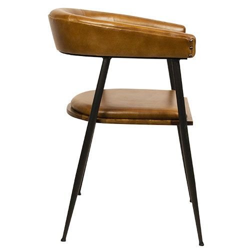 "Rosslyn" Stuhl aus Metallgestell und 100% echtem Büffelleder in Cognac