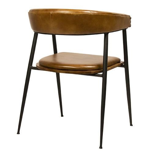 "Rosslyn" Stuhl aus Metallgestell und 100% echtem Büffelleder in Cognac