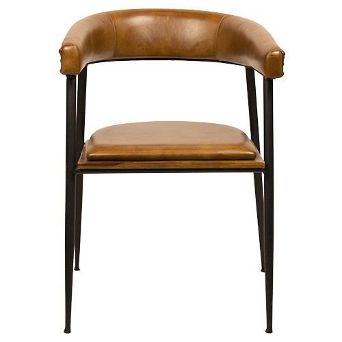 "Rosslyn" Stuhl aus Metallgestell und 100% echtem Büffelleder in Cognac