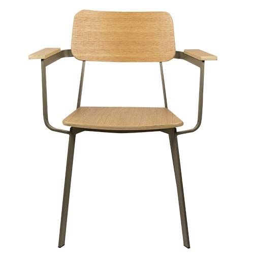 Holzsessel "Scolar A" aus Eiche und Metallgestell