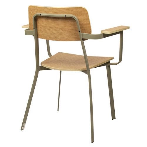 Holzsessel "Scolar A" aus Eiche und Metallgestell