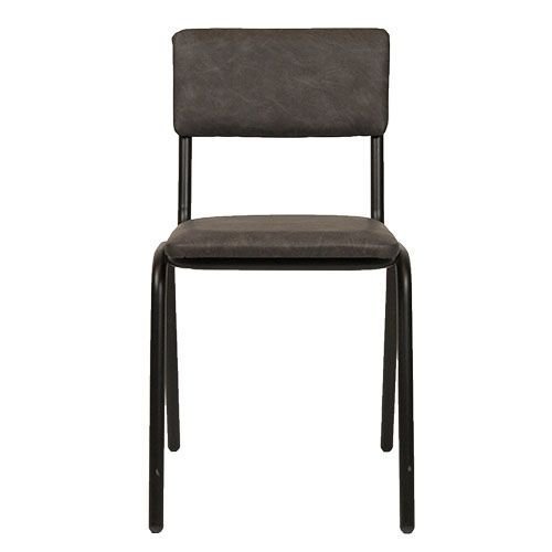 "Skool" chair made of synthetic leather and metal frame in anthracite