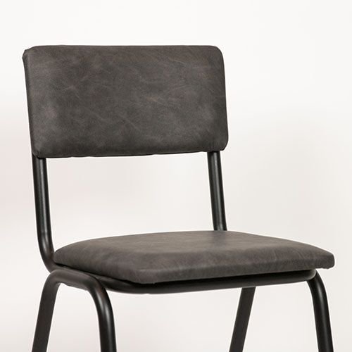 "Skool" chair made of synthetic leather and metal frame in anthracite