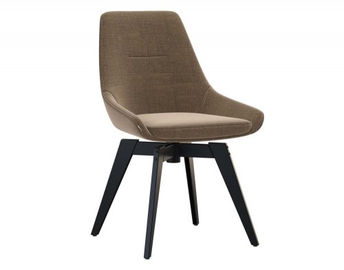 Stuhl "Oslo" aus Taupe Stoff und Metallbeinen, drehbar