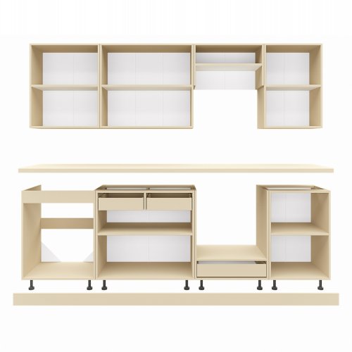 KÜCHENZUSAMMENSETZUNG MDF DUNKELGRAU ARBEITSPLATTE HPL WEIß 250x47x84,8 WW2471.01