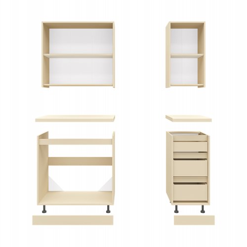 SONAMA KÜCHENSET AUS MELAMIN UND BEIGER MARMOR-ARBEITSPLATTE 120 x 47 x 84,8 cm WW2466.01