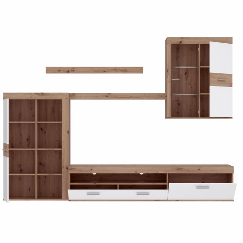 TV Set mit Vitrine und Kabine in natürlich weiß 280x31,8-41x200,9 cm