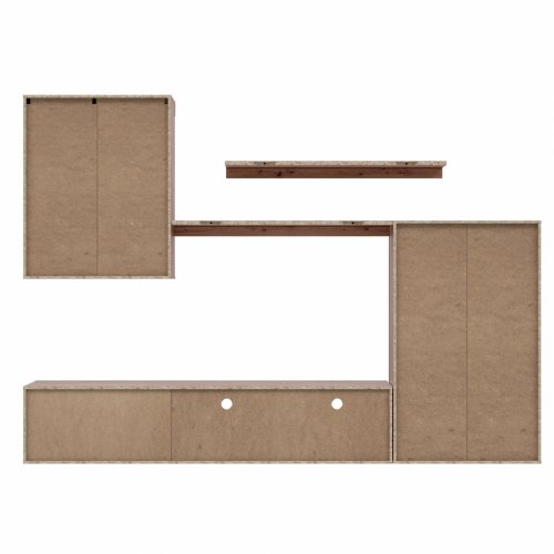 TV Set mit Vitrine und Kabine in natürlich weiß 280x31,8-41x200,9 cm