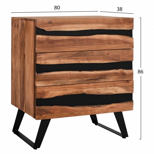 Drawer Alicia from solid acacia wood 80x38x86 cm