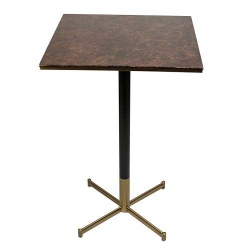 Bistro Bartisch "Frame" 70x70 cm aus braunem Marmor Epoxy und Metallrahmen