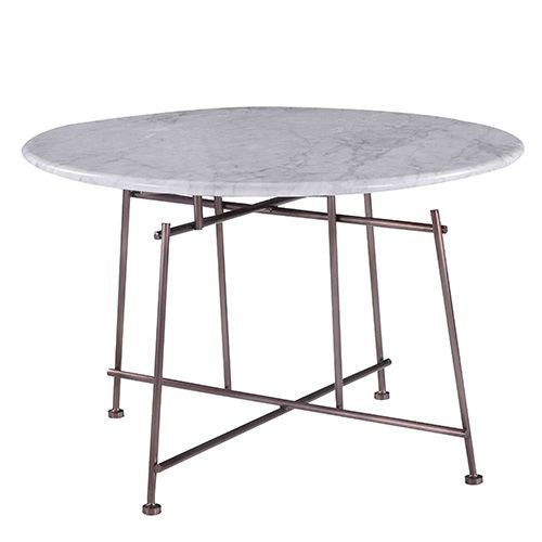 Couch/Beistelltisch "Macy" ∅70 cm aus weißem Marmor und Kupferfarbenes Metallgestell