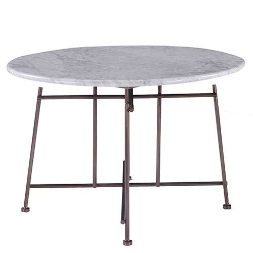 Couch/Beistelltisch "Macy" ∅70 cm aus weißem Marmor und Kupferfarbenes Metallgestell