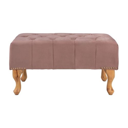 Chesterfield Sitzbank EMMA aus Samt und Holzbeinen | In Rosé