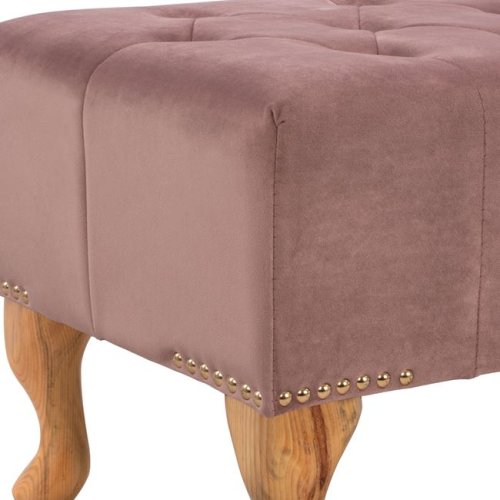 Chesterfield Sitzbank EMMA aus Samt und Holzbeinen | In Rosé