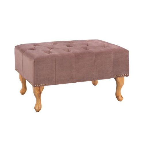Chesterfield Sitzbank EMMA aus Samt und Holzbeinen | In Rosé