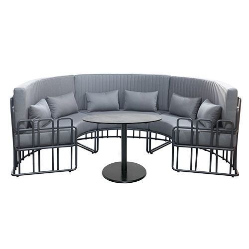 Ess-Set "De Lux" 3-teilig mit Tisch in Anthrazit mit Aluminiumgestell