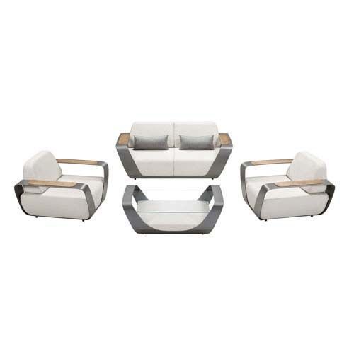 Σετ σαλονιού εξωτερικού χώρου "Onda" 4 τεμαχίων από λευκό απομίμηση δέρματος