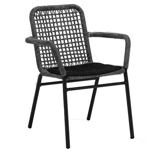 Outdoor Sessel "Atrope" aus Seilgeflecht und Aluminium in grau