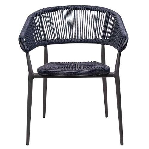 Outdoor armchair "Jacco" made of aluminum and woven rope in blue 57x77,5x45x60 cm