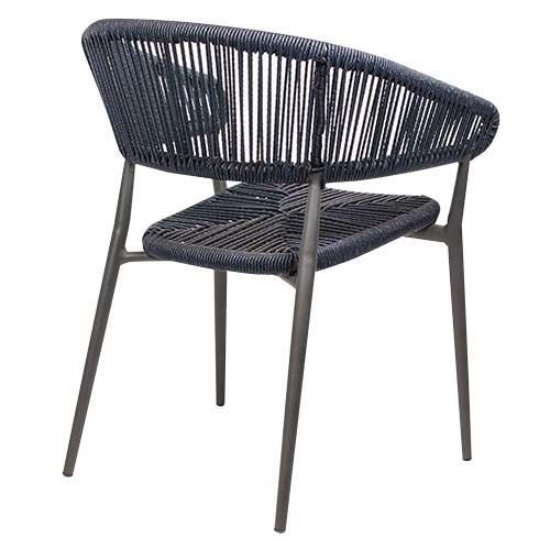 Outdoor armchair "Jacco" made of aluminum and woven rope in blue 57x77,5x45x60 cm