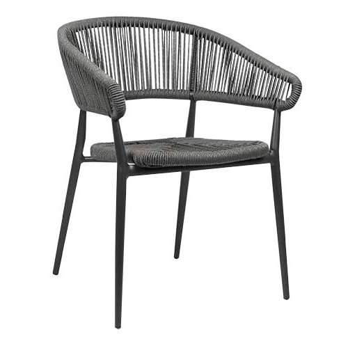 Outdoor Sessel "Jacco" aus Aluminium und Seilgeflecht in grau 57x77,5x45x60 cm stapelbar