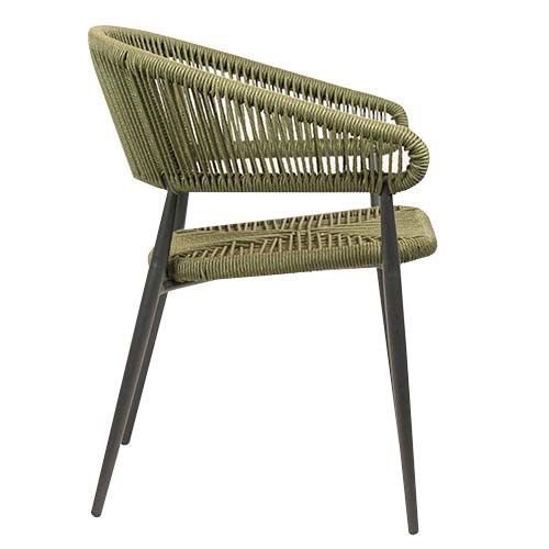 Outdoor Sessel "Jacco" aus Aluminium und Seilgeflecht in olivgrün 57x77,5x45x60 cm stapelbar