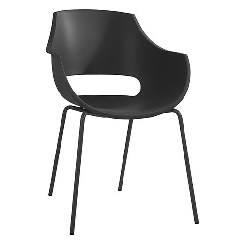 Stuhl "Opal" aus Polypropylen in schwarz stapelbar