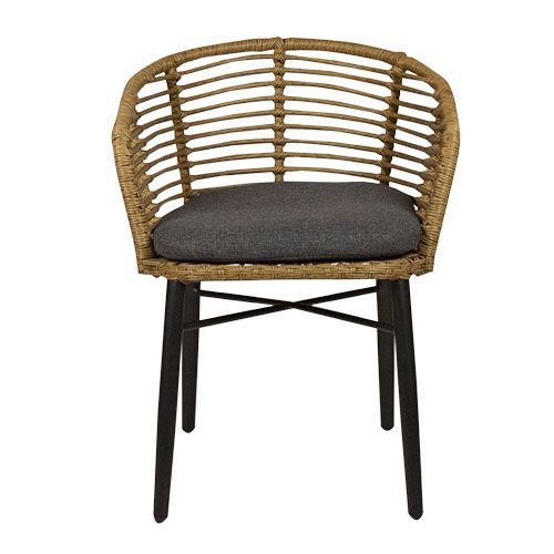 Outdoor Sessel "Rhea" Geflecht aus Aluminiumgestell in schwarz und natürlich beige