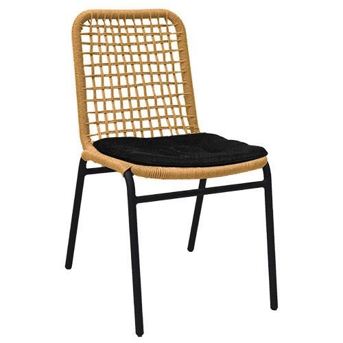 Outdoor Stuhl "Trobe" aus Aluminium und Geflecht in natürlichem beige