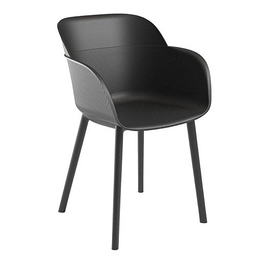Sessel „Shell“ aus Polypropylen in Schwarz