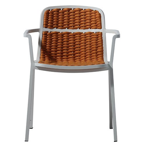 "Tora" armchair in oker rope mesh made of aluminium