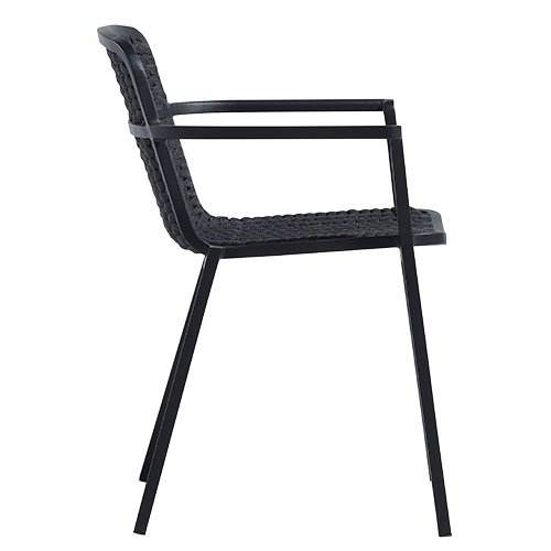 Sessel "Tora" in schwarzem Seilgeflecht aus Aluminium