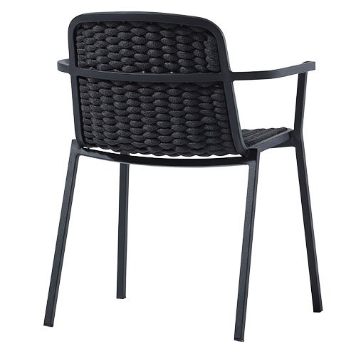 Sessel "Tora" in schwarzem Seilgeflecht aus Aluminium