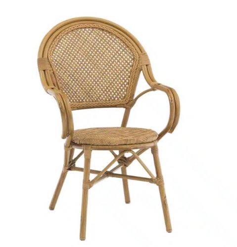 Sessel „Albi“ aus Aluminium und Korbgeflecht