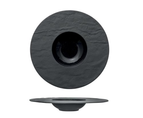 Pasta Teller aus Porzellan, 28 cm (Ø 12,5 cm), schwarz, PIETRA EFFETO, M1934, 2 SET