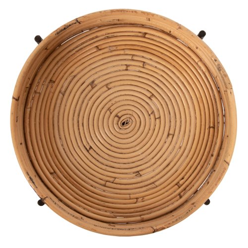 ΤΡΑΠΕΖΑΚΙ ΒΟΗΘΗΤΙΚΟ FLY RATTAN ΦΥΣΙΚΟ ΧΡΩΜΑ-ΜΕΤΑΛΛΙΚΗ ΒΑΣΗ ΜΑΥΡΗ Φ32x48Yεκ.