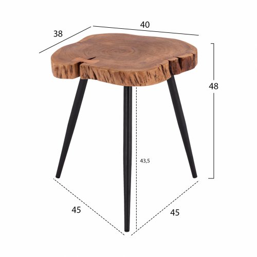 Beistelltisch "Jax" aus massivem Akazienholz 38x40x48 cm