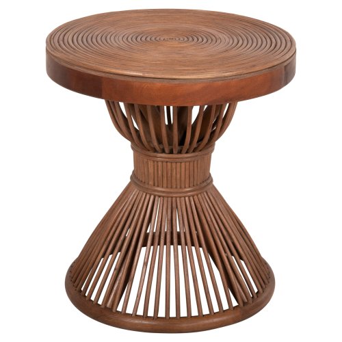 BEISTELLTISCH NATÜRLICHES RATTAN IN BRAUN FARBE Φ40x45,5cm