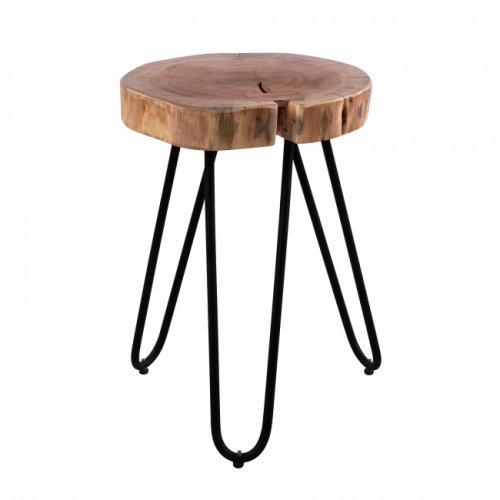 "Oslo" Massiver Beistelltisch Baumstamm Akazienholz 35x35x46 cm