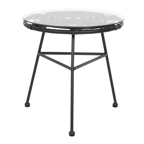 BEISTELLTISCH, RUND, SCHWARZ, METALL, ALLEGRA, SCHWARZES KORB-GLAS, Φ45x46Hcm