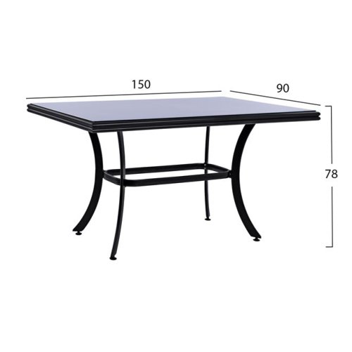 Outdoor-Tisch aus Aluminium in Bambusoptik in schwarz 150x90x78 cm.