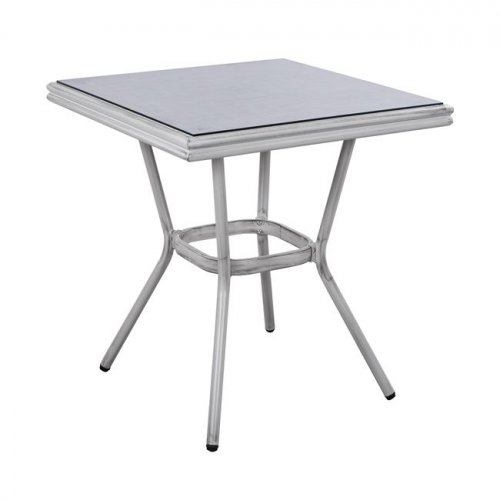 Outdoor Tische günstig kaufen | Garten und Terrassen Tisch im Bambuslook mit Glas 70x70x76 cm, in weiß