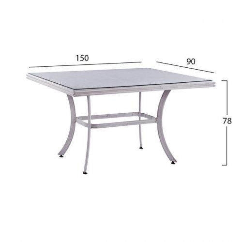 ΤΡΑΠΕΖΙ ΑΛΟΥΜΙΝΙΟΥ 150X90X78 BAMBOO LOOK WHITE ΜΕ ΓΥΑΛΙ