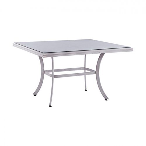ΤΡΑΠΕΖΙ ΑΛΟΥΜΙΝΙΟΥ 150X90X78 BAMBOO LOOK WHITE ΜΕ ΓΥΑΛΙ